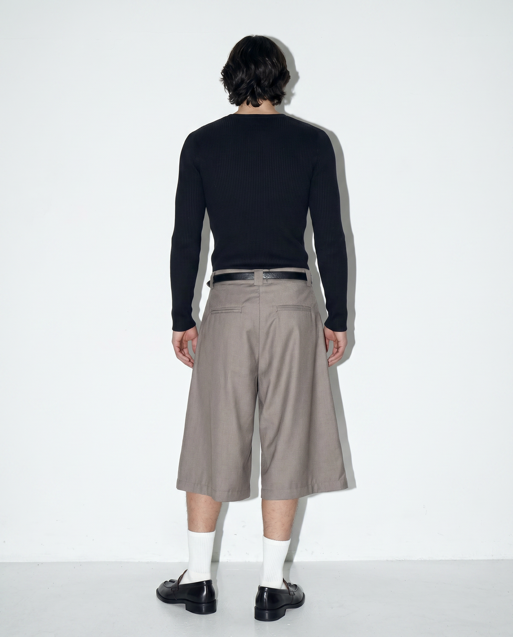 Pleated Rivetted Bermuda Shorts
