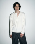 Relaxed Fit Mid-Crop Henley Long Sleeve T-Shirt
