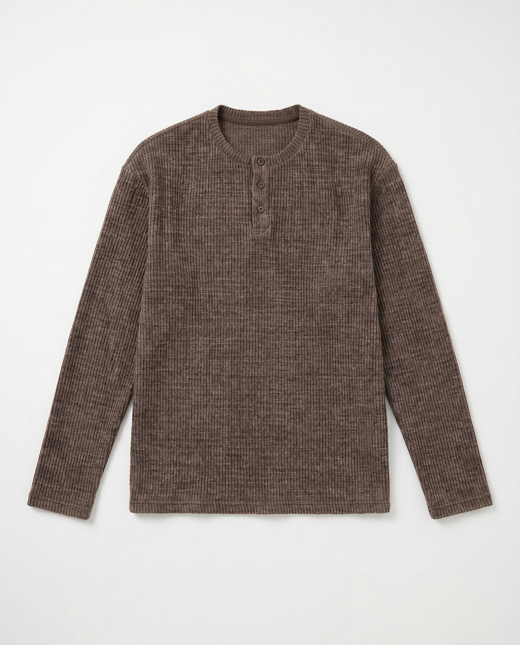 Ribbed Knit Henley Collar Sweater