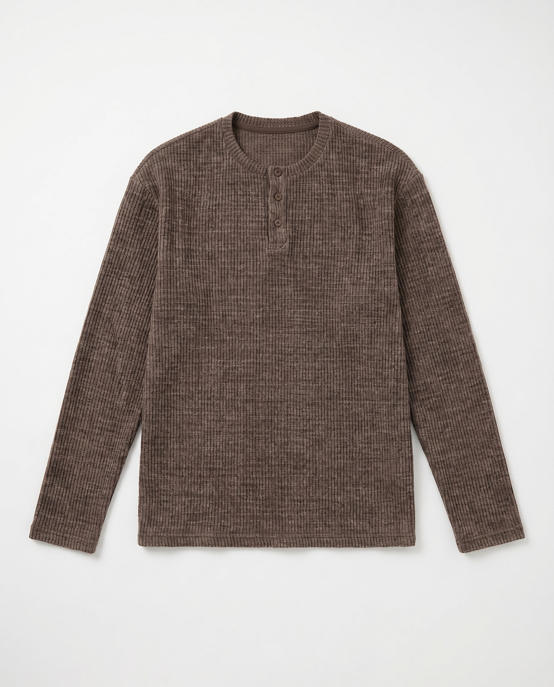 Ribbed Knit Henley Collar Sweater