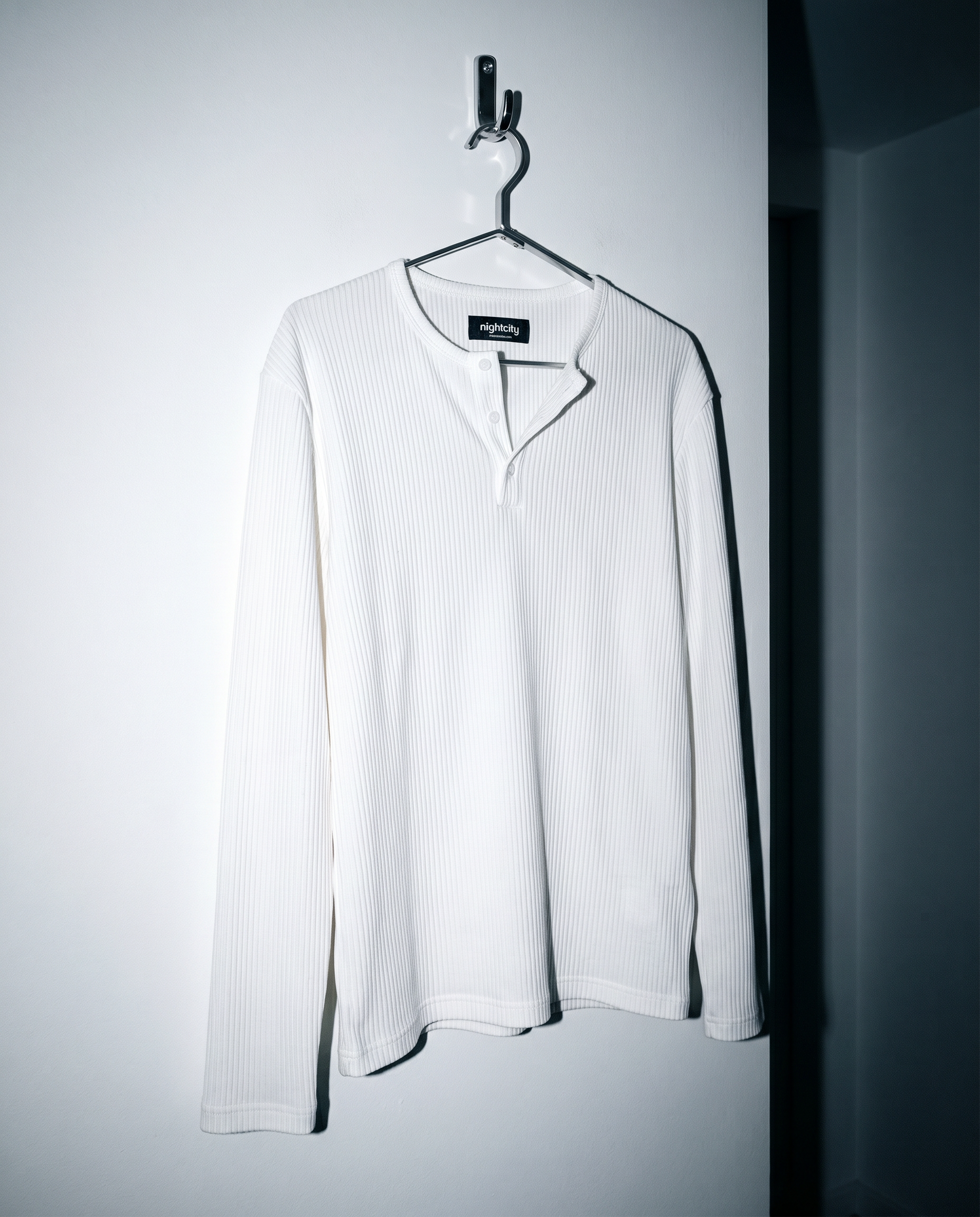 Ribbed Knit Henley Collar Sweater