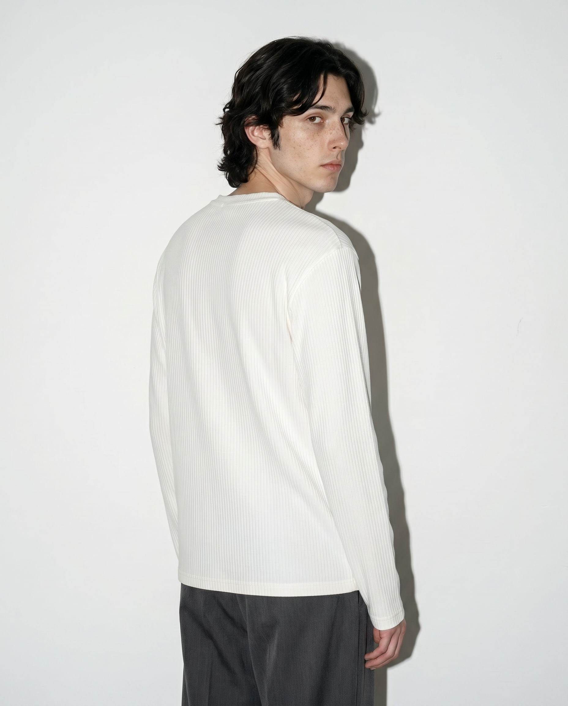 Ribbed Knit Henley Collar Sweater