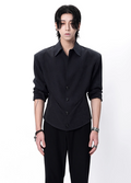 Structured Button-Up Shirt with Cinch Side Detail
