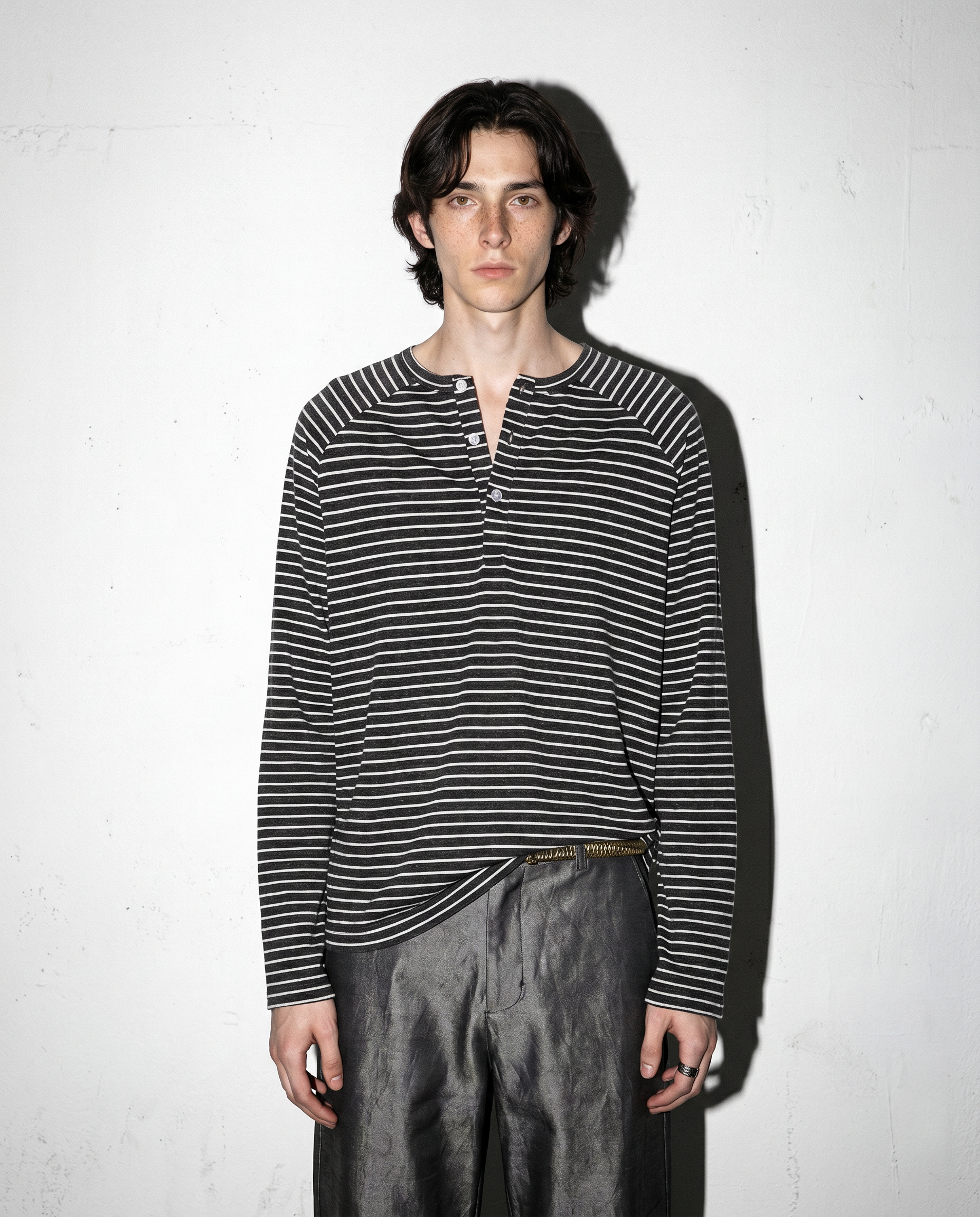 Striped Long Sleeve Raglan Henley