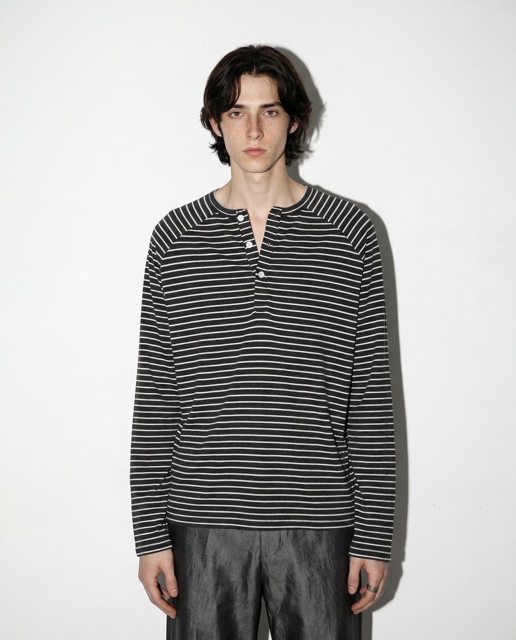 Striped Long Sleeve Raglan Henley