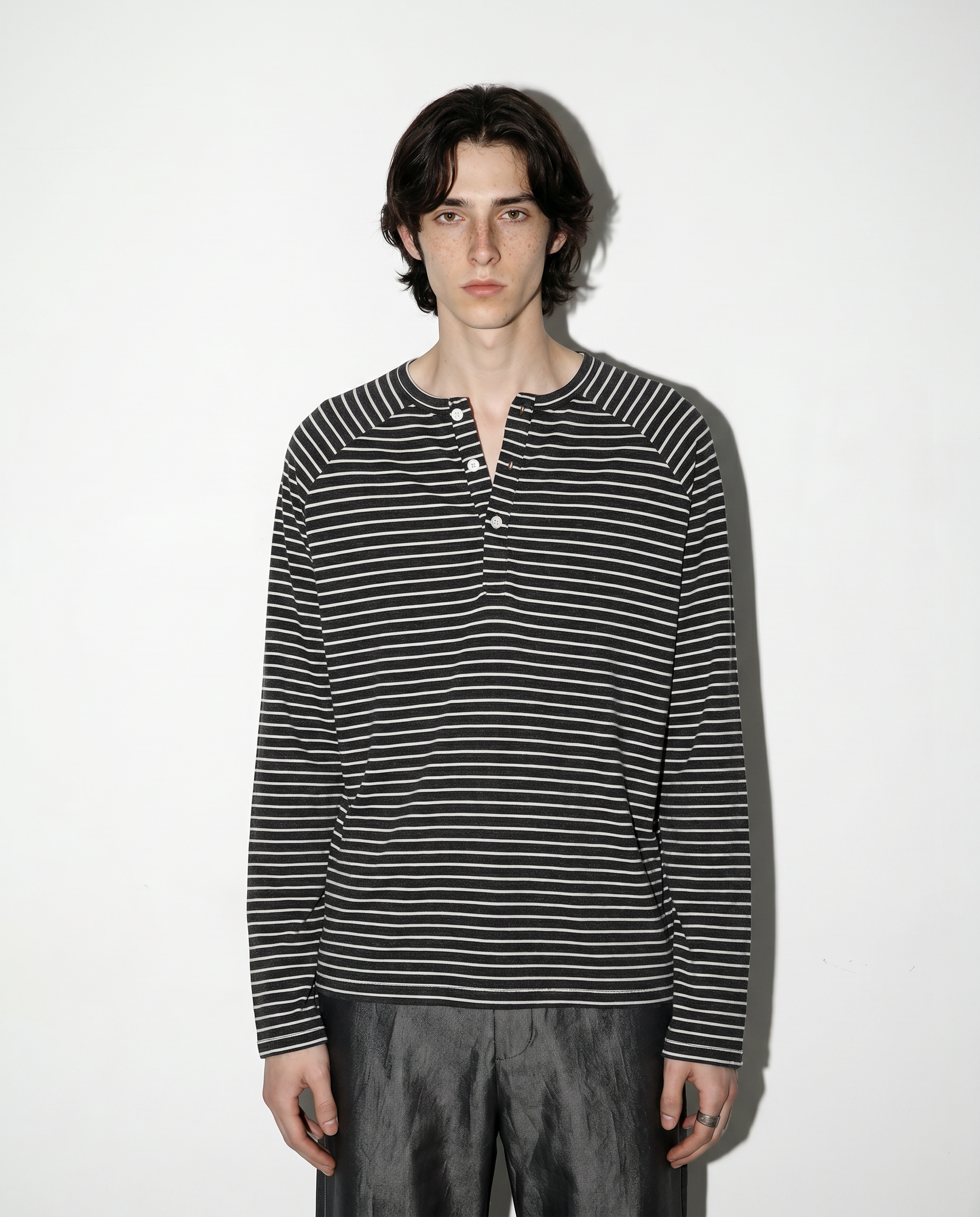 Striped Long Sleeve Raglan Henley