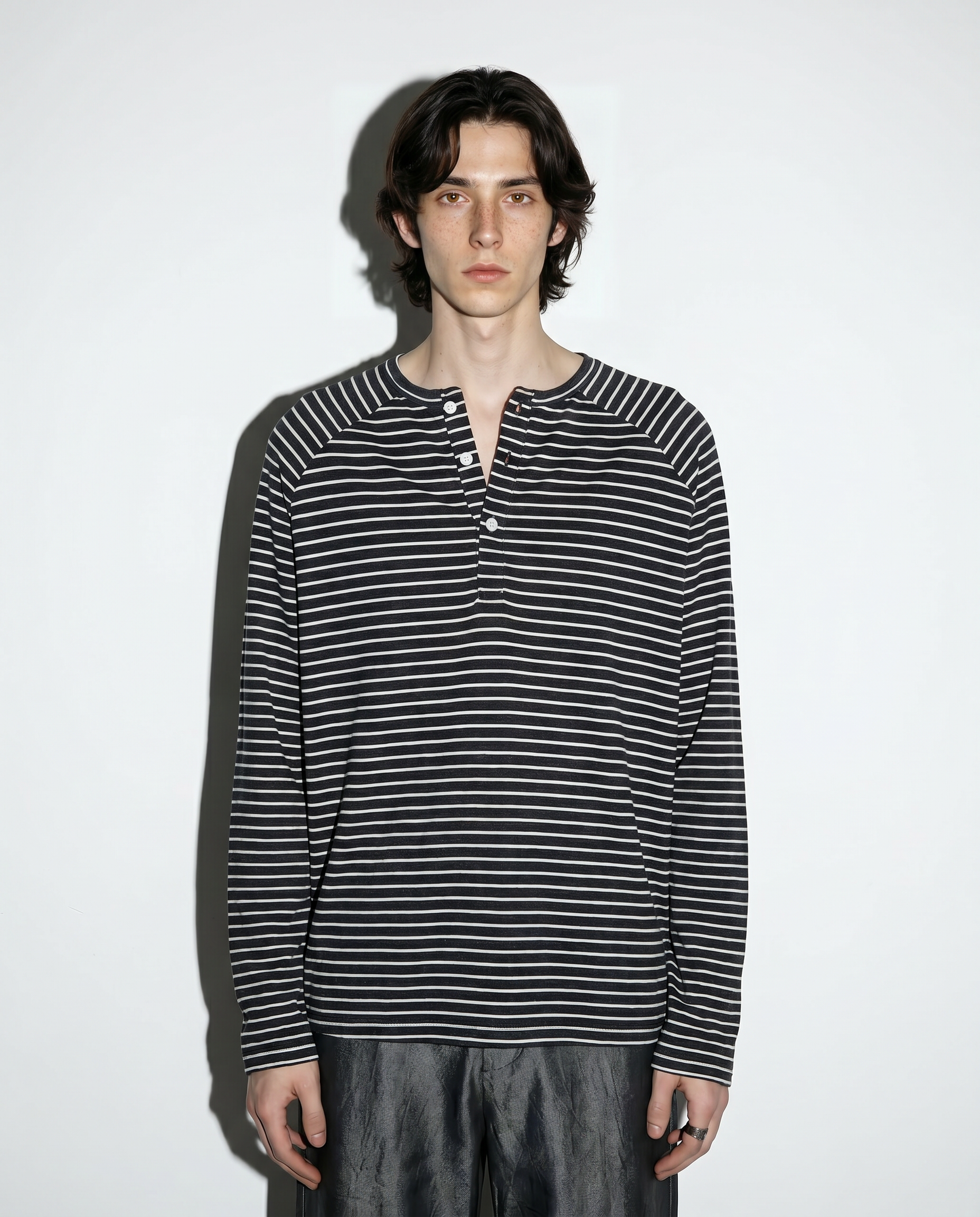 Striped Long Sleeve Raglan Henley