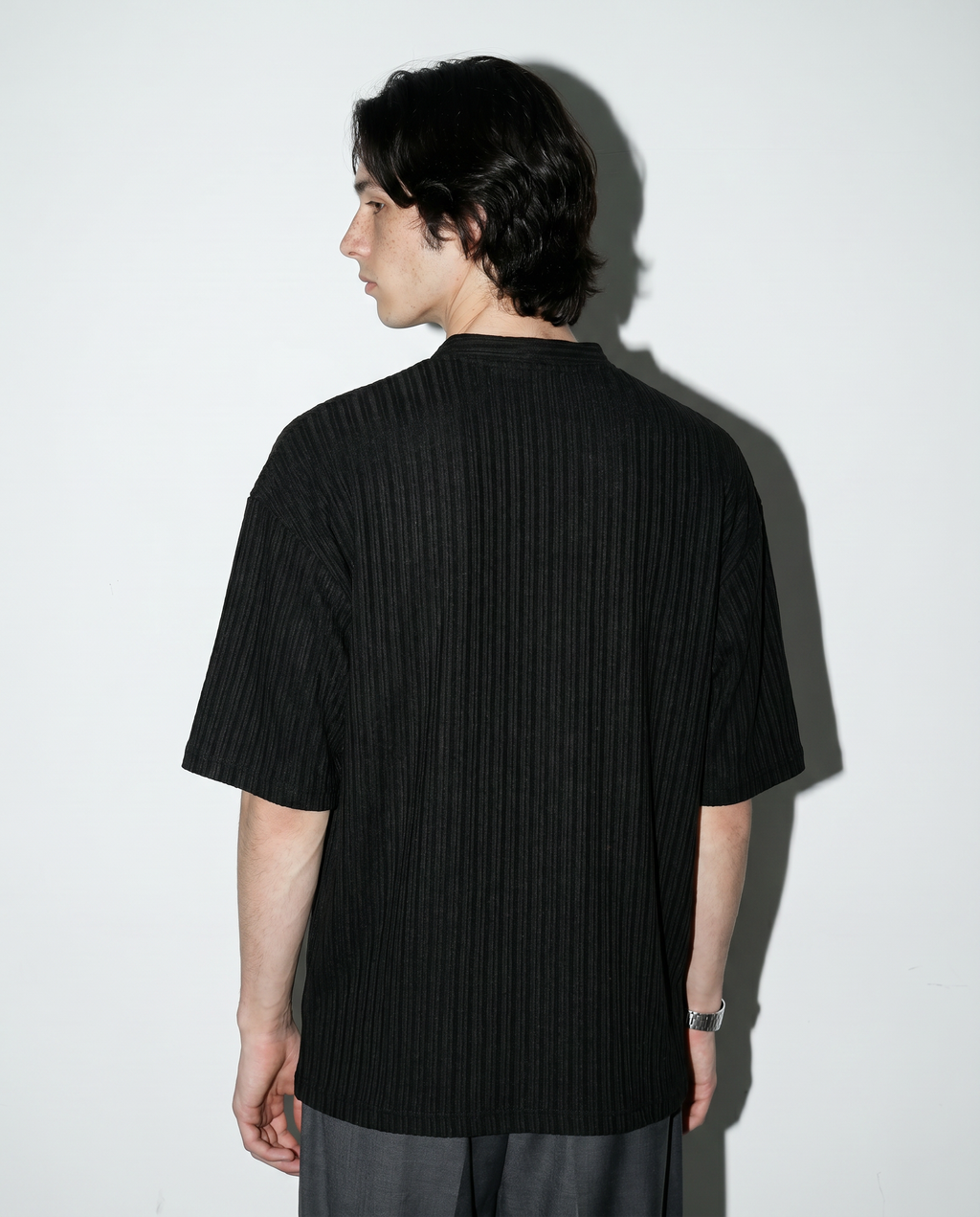 Textured Ribbed Henley Half Sleeve Top