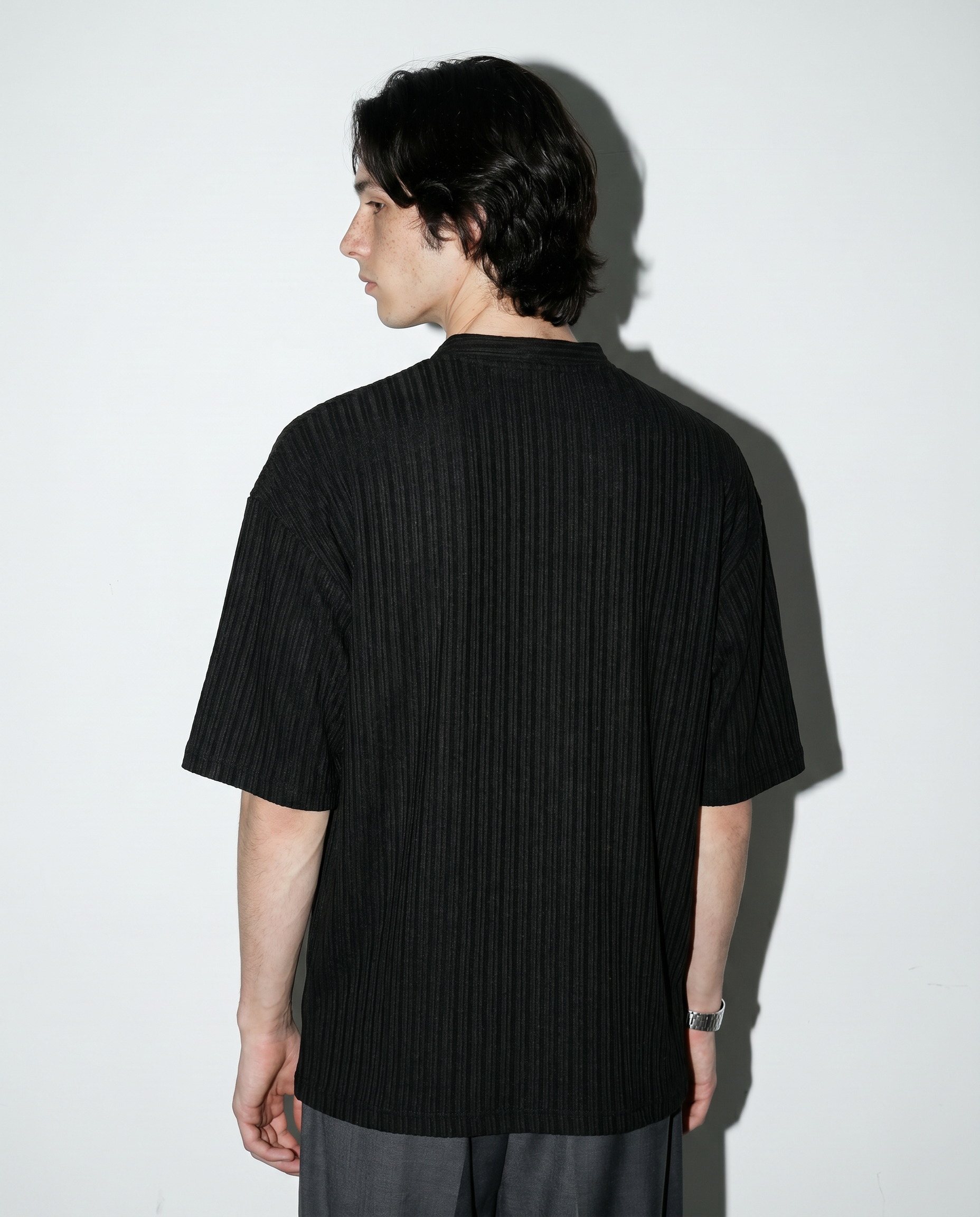 Textured Ribbed Henley Half Sleeve Top