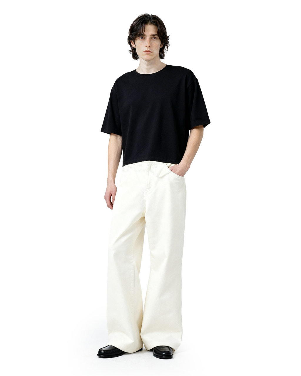 Wide Leg Semi-Flare Ribbed Corduroy Pants