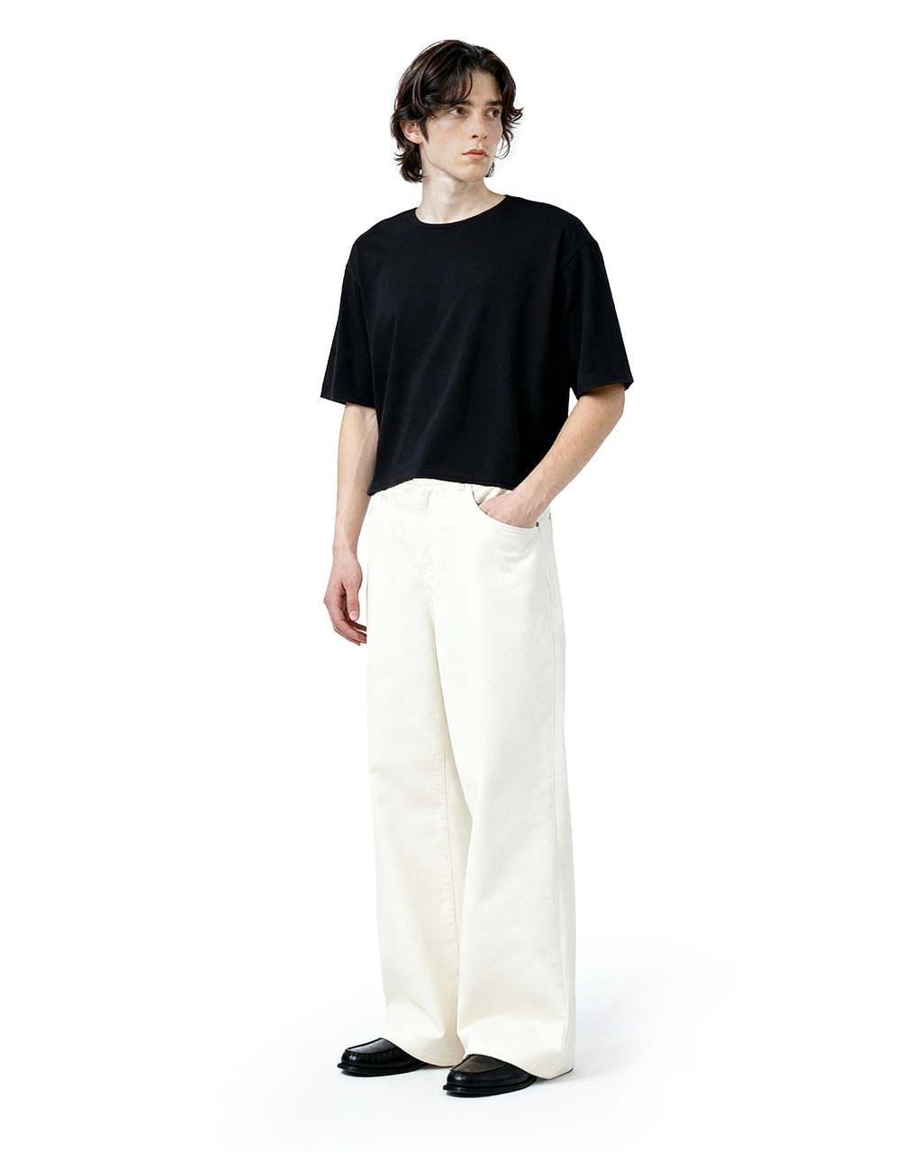 Wide Leg Semi-Flare Ribbed Corduroy Pants