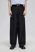 Wide Leg Pleated Trousers with Panel Detailing