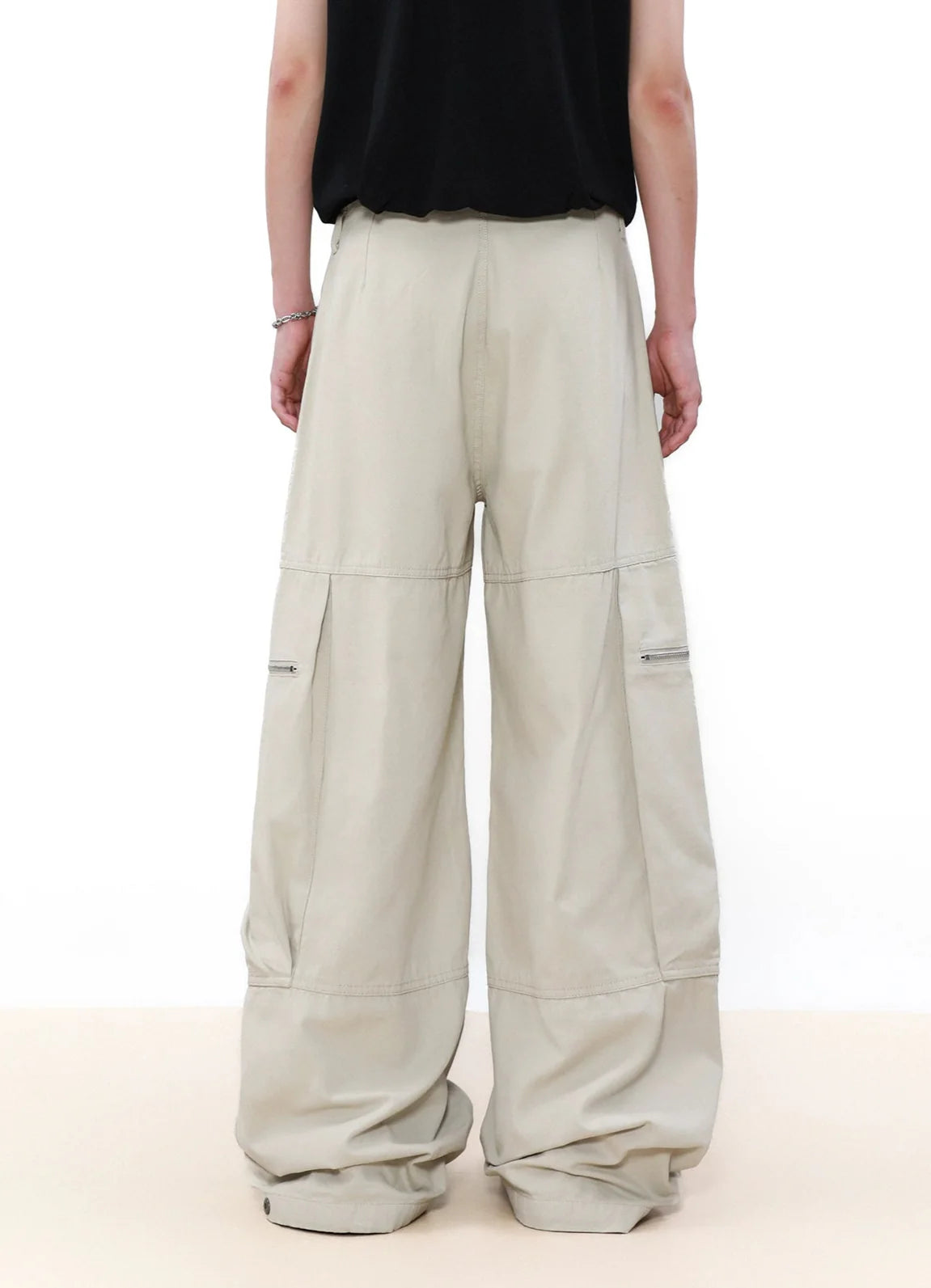 Wide Leg Cargo Pants with Oversized Pleated Pockets