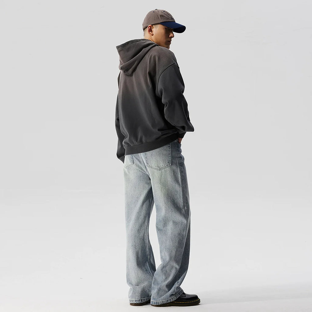 Faded Muted Wash Wide Leg Jeans