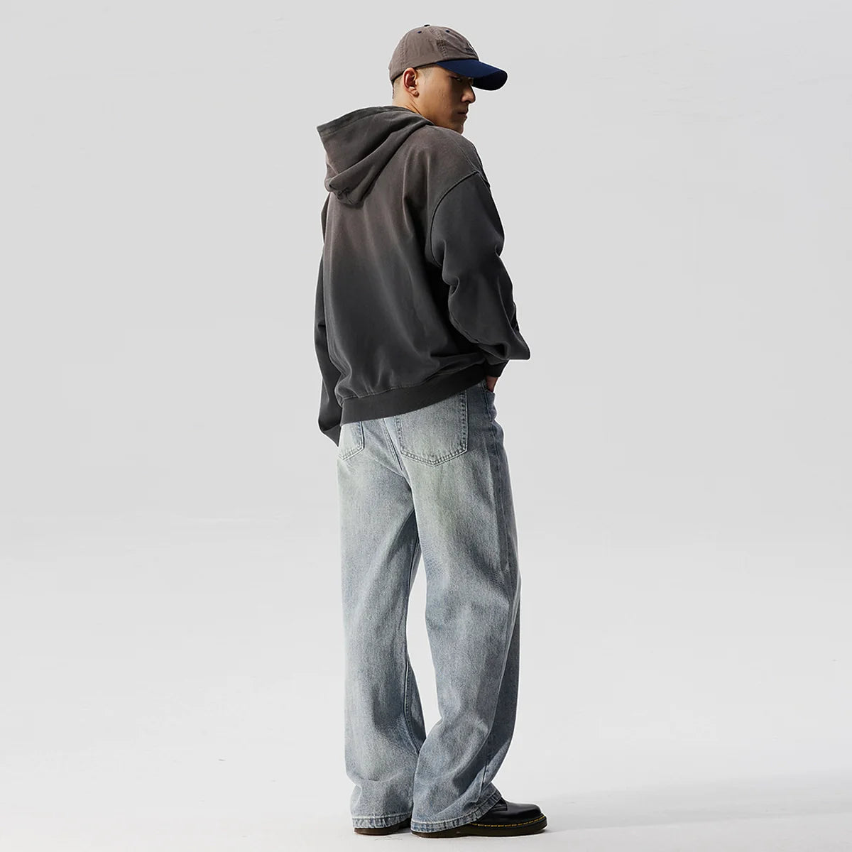 Faded Muted Wash Wide Leg Jeans