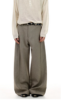 Barrel-Leg Panel Pleated Trousers