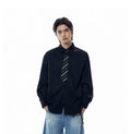 Boxy Long Sleeve Button-Up Shirt with Detachable Tie