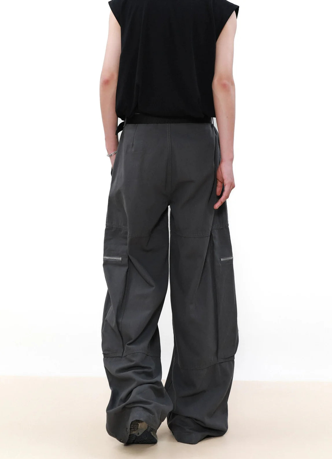 Wide Leg Cargo Pants with Oversized Pleated Pockets
