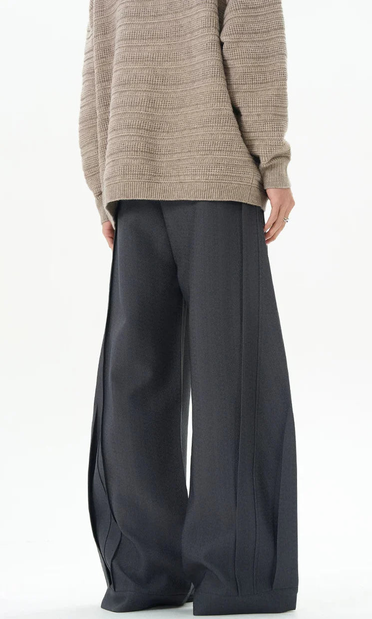 Subtle Pinstripe Barrel Leg Deep-Pleated Trousers