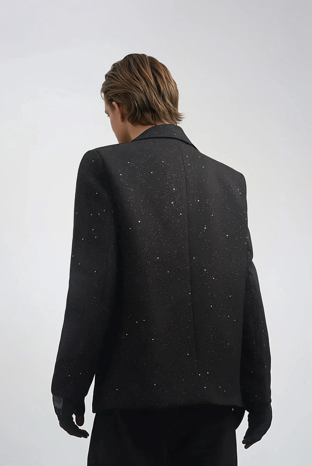 Oversized Starry Speckled Blazer with Pocket Pins