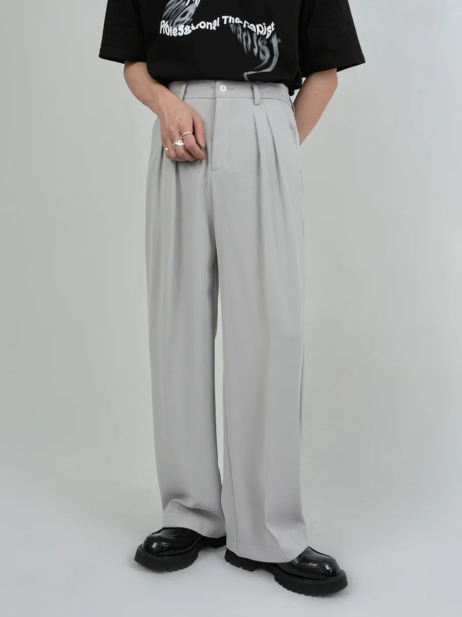 Wide Leg Tailored Pleated Trousers