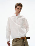 Mandarin Collar Long Sleeve Popover Quarter-Zip Shirt