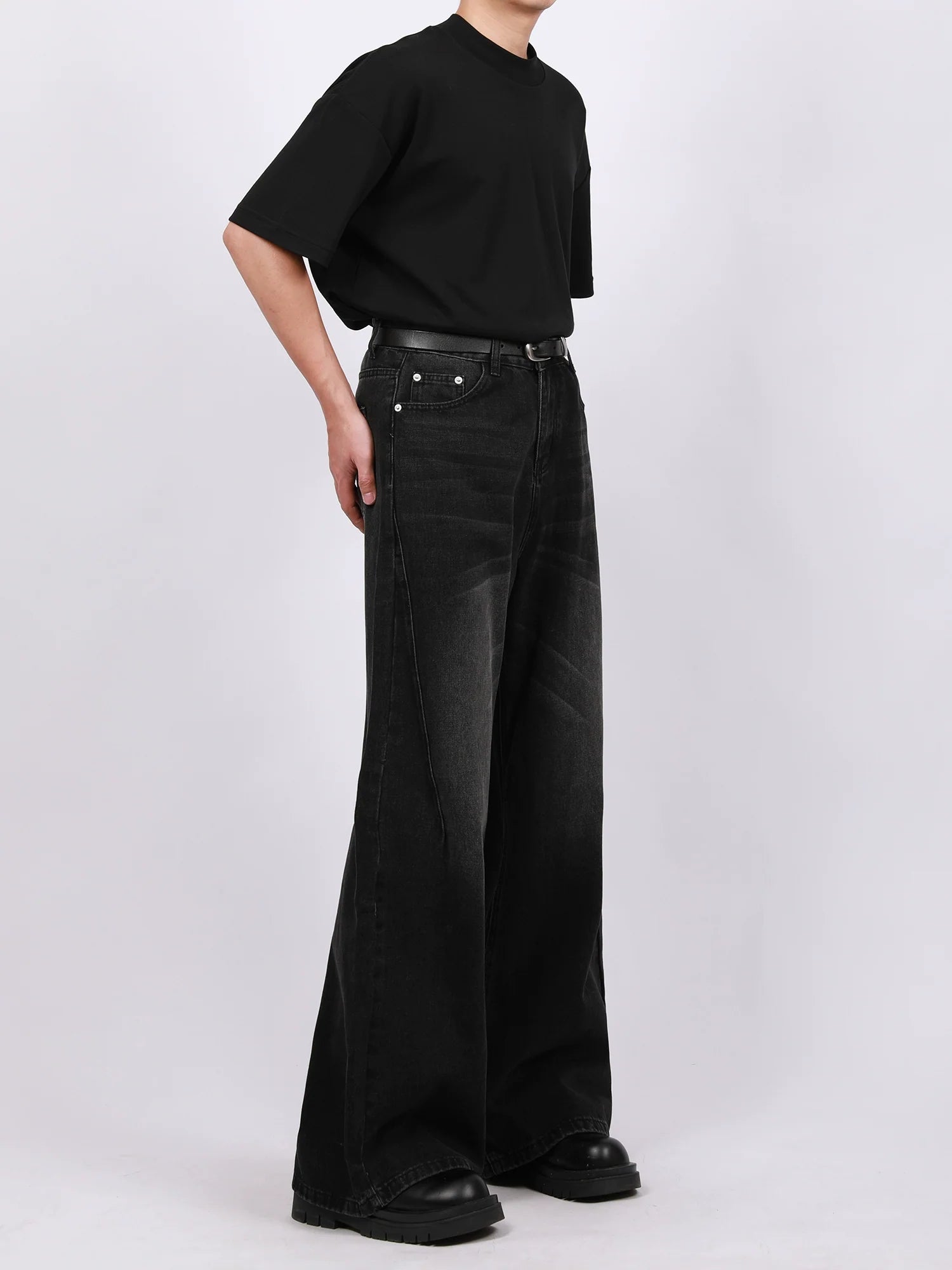 Vintage Washed Wide Leg Denim Pants