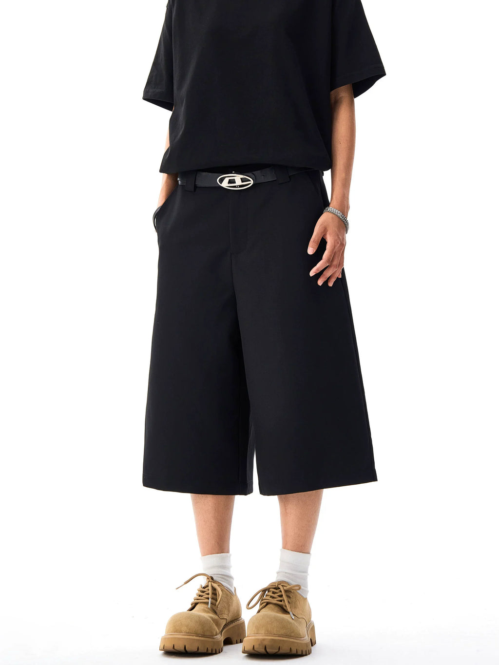 Wide Leg Tailored Bermuda Shorts