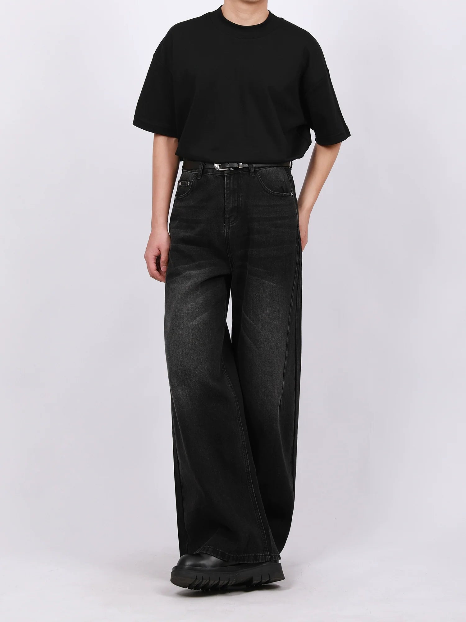 Vintage Washed Wide Leg Denim Pants