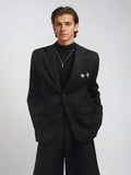 Oversized Starry Speckled Blazer with Pocket Pins