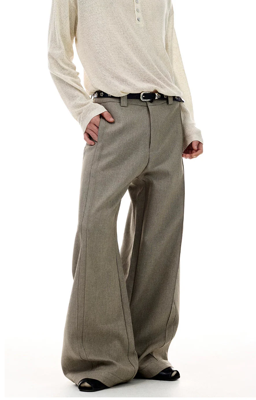 Barrel-Leg Panel Pleated Trousers