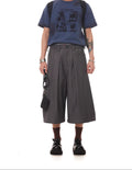 Elastic Waist Wide Leg Bermuda Shorts